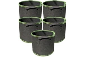 Ayvicco 5-Pack 1 Gallon Heavy Duty Thickened Nonwoven Aeration Fabric Pots with Handles, Indoor Garden Planter Bags for Vegetable, Flower, Herbs, Home Decoration
