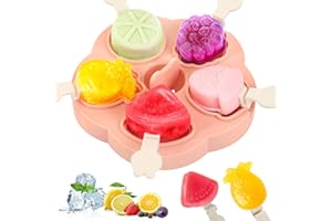 PITMT Stampi per Ghiaccioli, 5 Fori Formine per Ghiaccioli Silicone Senza BPA per Bambini e Neonati, Mini Ghiaccioli Stampo con Bastoncino e Coperchio, Riutilizzabili Fai Da Te Stampi per Gelati