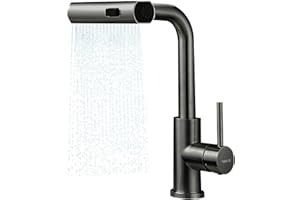 BELZ Kitchen Mixer Tap with Pull Out Spray– 360° Swivel, Pull Down Kitchen Sink Mixer Taps, Stainless Steel 3 Modes Spray Head, Gunmetal