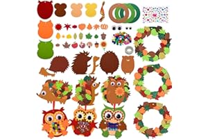Maslasee 9 Piece Autumn Crafts for Kids Kit, DIY Fall Wreath Hedgehog Decor Set Autumn Animals Craft Kit for Thanksgiving Party Decorations Craft Kits for Kids
