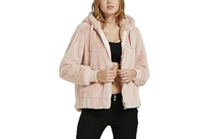 Giolshon Giubbotto Donna in Pelliccia Sintetica, Cappotto In Pile Corto Con Cappuccio