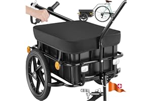 tectake® Chariot à roulettes Remorque pour vélo 2en1 Remorque Chariot de Transport avec attelage Timon Haut Tout Type de vélo VTT Vélo électrique 70L de Volume Max. 50 kg Bâche imperméable Incluse