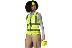 AYKRM chaleco de reflectantes alta visibilidad trabajo seguridad cremallera mujer bolsillos