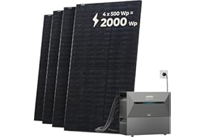 Solarway® All In One Balkonkraftwerk mit Speicher 2000W komplett Steckdose - 3,2 kWh Anker Solix 2 PRO Speicher - Solaranlage Komplettset - 500W Solarmodule & Anker Speicher & Zubehör
