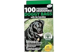 FAQRAH Doggy Poo Bags Premium Dog Waste Bag Biodegradable Tie Handles Poop Eco-Friendly Pleasant Fragrance 100% Strong Leak Proof Degradable Cats Puppy Walking Dispenser Pet Supplies 100 Bags