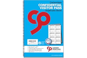 CHERRY PRINTERS Cherry NCR Confidential Visitor Pass 90mm x 60mm Duplicate Book 300 Passes GDPR