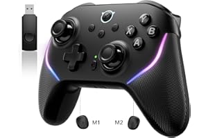 NYXI Master P1 2.4G PC Manette, Joystick à effet Hall, gâchettes interchangeables Hall & Micro, commandes audio, fonction Turbo/Vibration réglable, verrouillage programmable - pour PC/NS/iOS/Android