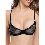 Deyllo Women's Sexy Lace Bra Mesh 1/2 Cup Delicate Underwire Unlined Demi Bra