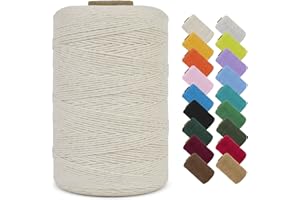 ‎LEREATI LEREATI Makramee Garn 1mm x 390m Baumwollgarn Geflochten Baumwollschnur Natürliche Baumwolle Garn, Bunt Macrame Cord 1mm für DIY Stricken Wandbehang Vorhang Hängepflanze Handtasche (Natur)