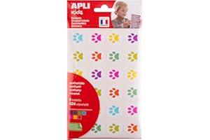 APLI Kids 19721 - Pochette de gommettes représentant des empreintes de chatons - Couleurs assorties. 6 feuilles d'autocollants "empreintes de chaton" - Adhésif repositionnable.
