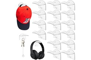 JIKEFENGXUN Cap Halterung Wand, 16 Stück, Selbstklebende Hut-Halter, Minimalistischer Huthalter, Cap Halterung, Kappen Halterung, Kein Bohren Cap Wandhalterung, für Hüte Schals Taschen Handtücher (Transparent)