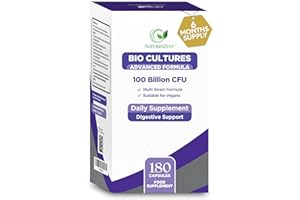 NATURES ZEST Bio Cultures Complex Probiotics & Prebiotics 100 Billion CFU - 6 Month Supply - Probiotics for Gut Health with Lactobacillus & Saccharomyces Boulardii - Probiotics for Men & Women - 180 Caps