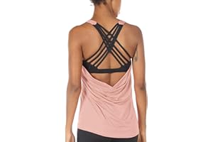 icyzone Femme Débardeur de Sport 2 en 1 - Débardeur sans Manches avec Soutien-Gorge intégré, Fitness Yoga Tank Top