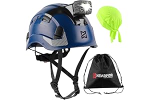 ‎HEARMOR HEARMOR Höhenarbeiten Industriehelm Erwachsene Bauhelm LED-Kopflampe inklusive ABS Schutzhelm Zertifizierung EN12492 Bestanden EN397 Stoßdämpfung und Eindringfestigkeit Test