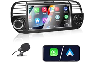 Liulbobu Autoradio per Fiat 500 2007-2015 compatibile con Carplay/Android Auto, Autoradio Fiat 500 da 7 pollici con touchscreen/Bluetooth/FM/AM/USB/DPS/RDS/Mirror Link-Nero