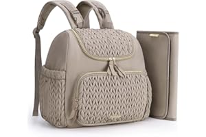 mommore Diaper Bag Small Diaper Backpack Stylish Baby Travel Backpacks with Insulated Pockets, Changing Pad, Stroller Straps