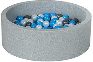 VELINDA Bällebad Ballpool Kugelbad Bällchenbad Bällchenpool Kinder Pool mit 200 Bällen (Farbe der Bälle: perlweiß, grau, hellblau)
