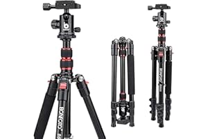 Camera Tripod, BONFOTO B690A Compact Lightweight Aluminum Travel Tripod with 360 Degree Ball Head,1/4" Quick Release Plate and Carry Bag
