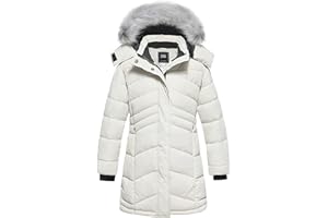 ZSHOW Cappotto con Cappuccio Antivento Giacca Lunga Caldo Invernale Giubbotto Idrorepellente Casual Parka da Viaggio Spesso Bambina