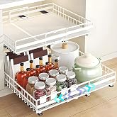 TOJUNE 2 Removable Kitchen Drawers with Sliding Rails (Set M+L) | Adjustable Width Expandable, Self-Adhesive/Drills with Nano