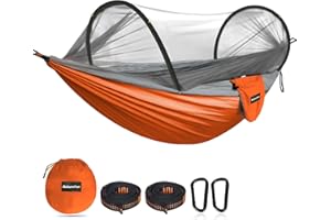 NATUREFUN Ultra-Light Travel Camping Hammock Pop-up Bug Net Hammock 300kg Load Capacity,Breathable,Quick-drying Parachute Nylon 2 Premium Carabiners,2 Tree Slings Included Outdoor Backpacking Hiking