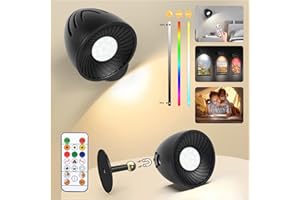 INHDBOX Lampa ścienna LED do wnętrz, ściemniana lampa ścienna, akumulatorowa, 16 kolorów RGB, lampka nocna do czytania, sterowanie dotykowe, temperatura barwowa, jasność obracana o 360°, do salonu, sypialni, na klatkę schodową, korytarz