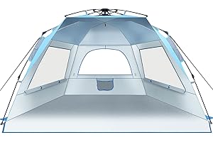 Glymnis Tente de Plage Quick Up Tente de Plage Automatique Protection UV 50+ Protection Contre Le Vent avec système Quick Up Petite Taille repliée pour 4 à 5 Personnes