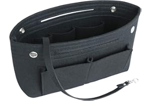 HyFanStr Taschenorganizer Filz Bag in Bag Tasche Organizer, Innentaschen Handtaschen Organizer für Handtasche mit Griffen und Schlüsselkette, Bag Organizer Schwarz Klein