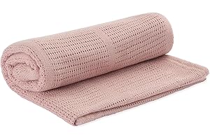 MORI Cellular Blanket Blush Organic Cotton Bamboo 70x100cm Lightweight Breathable for Newborn Durable Comfortable Swaddle Ideal for Cot Crib Moses Basket Pram or Travel