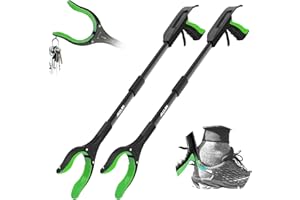 Jellas 2pcs Pinza Telescopica, 80 cm Pinza Telescopica Pieghevole, Pinza Prensile, Raccoglitore di Immondizia, Pinza Morsetto in Gomma (Vert)