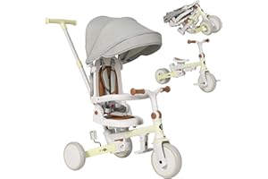 Olmitos - Evolutionäres 5-in-1-Baby-Dreirad - Kinderfahrrad ab 1 Jahr bis 5 Jahren - vom Dreirad zum Fahrrad mit oder ohne Pedale - anpassbar und transformierbar (Grün)