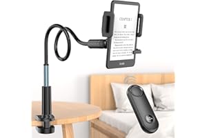 PlusAcc Supporto per Kindle con telecomando per girare le pagine, supporto regolabile per leggere a letto, mani libere, Supporto per pigri con telecomando, Compatibile con Kindle/Kobo