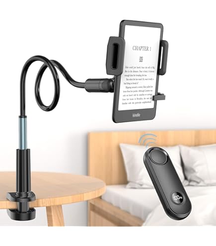 Supporto Con Braccio Flessibile E Clicca-pagine Per Kindle/tablet/iPhone 4.7-11″ – Regolabile A Collo D'oca Per Letto E Divano
