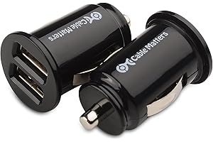 Cable Matters 2-Pack 10W 2A Mini podwójna ładowarka samochodowa USB (ładowarka samochodowa) do iPhone'a / smartfonów z systemem Android, w tym iPhone X / 8/7, Galaxy S9 / S8 / Note8, iPad Air / Mini, Sony Xperia, Google Pixel / Nexus, LG G6 / V30 i więcej