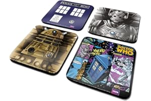 Doctor Who CSP0009 Tardis/Cyberman/Dalek/Comic Coaster Set (Pack of 4)