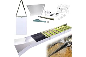 KENSBRO 17 Piezas Juego Completo Lavar Oro, Planta Portátil Lavar Oro con Caja Esclusa Plegable 50 Pulgadas, Juego Completo Canaletas Lavar Oro Aleación Aluminio Extracción Arroyos, Lavado Oro y Prospección