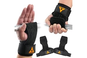 ORANGE FOREST Paire de sangles de poignet d'haltérophilie avec double couche de cuir rembourré en néoprène pour soulevé de terre, haltérophilie et traction pour homme et femme