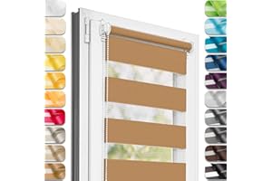 Estika® Estor doble Klemmfix sin taladrar, 50 cm x 220 cm, color crema de nueces, 27 colores de tela, día y noche, doble estor para ventanas sin taladrar, protección visual (50 cm de ancho de la tela)