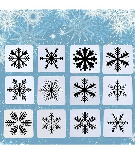 Pochoirs Flocons De Neige - Lot De 8 Réutilisables Pour Enfants, Déco Noël - 13