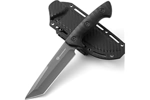 DRACHENADER Fulltang Tanto Survival Outdoor Couteau Jgad XR-B01-FT Acier épais 5mm avec étui Kydex (A- Noir - Gris)