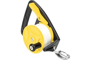 Lwuey Dive Reel with Thumb Stopper,150ft Scuba Ratchet Diving Spool High Visibility White Line Safety Handle Stop Switch for SMB Cave Wreck Snorkeling Kayak Underwater Activities