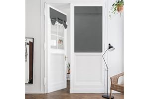 HOMEIDEAS Grey Blackout French Door Curtains, 26 X 40 Inch Room Darkening Curtains for Patio Door, Thermal Insulated Tie Up Shades for Bedroom