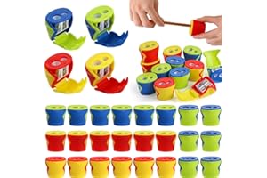 AVLA 24 Packs 2 Holes Pencil Sharpener, Dual Holes Colorful Manual Pencil Sharpener, Handheld Compact Small Pencil Sharpener with Lid for Kids, Adults, School Classroom, Office, Art Supply