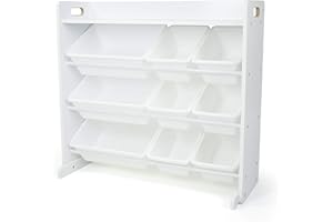 Humble Crew Półka dla dzieci, półka-organizer zabawek z 9 pojemnikami do przechowywania, biała/biała