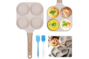 Yuragim Padella Pancake Antiaderente Padella per Frittata a 4 Fori in Alluminio Pentola Pancake Induzione Pankache Padella Universali Omelette per Colazione Hamburger Uova Fritte, per Induzione e Gas