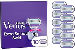 Gillette Venus Deluxe Smooth Swirl Women's Razor Blade Refills, Pack of 10, 5 durable blades to deliver an extra smooth shave that lasts