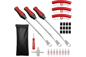 OulQinyhome 28 Pièces Demonte Pneu Moto - Outil Levier de Pneu avec 3 Protections de Jantes – Outil de Montage de Pneus pour Moto, Vélo, Auto et Scooter