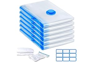 6 stycken vakuumpåsar för kläder överkast, jumbo 100 x 80 cm XL vakuumförvaringspåsar för kläder sängkläder kuddar