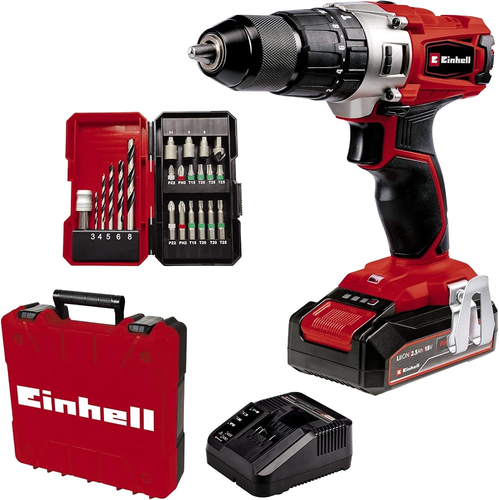Einhell Akülü Darbeli Vidalama TE-CD 18/2 Li-i +22 (1x2,5Ah) 4514220 | PXC | 18 V | 44 Nm | 2 vitesli | 2.5 Ah akü ve şarj cihazı | çanta | 22 parçalı uç kutusu
