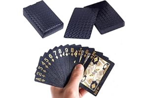 qijiefenCC Waterproof Poker, 54 Sheet Playing Cards, For Party Games, Interaction, Group Activities, 8,8 x 5,8 cm, Black